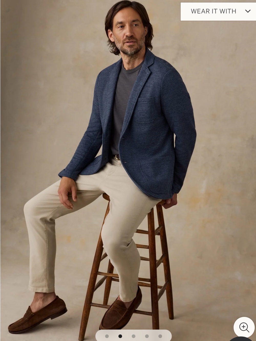 Faherty Inlet Knit Blazer Organic Cotton Deep Navy Melange, XL